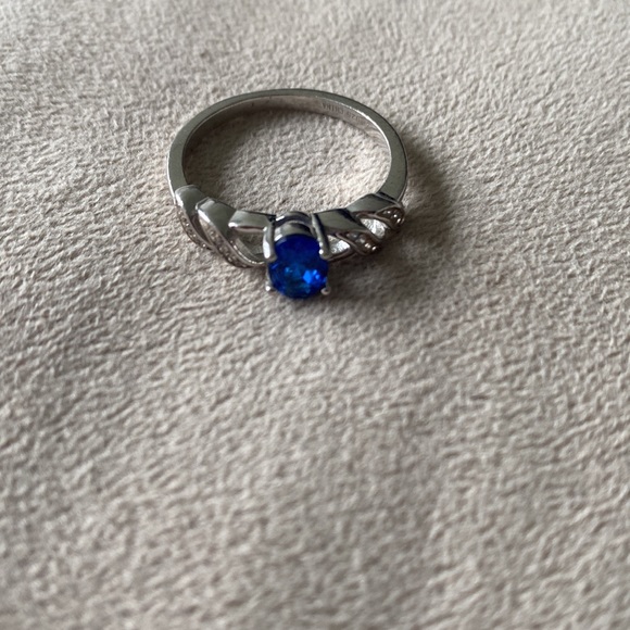 Sterling Silver Faux Sapphire Ring - Picture 2 of 2